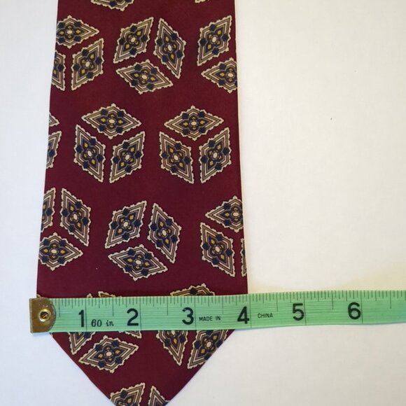 Christian Dior Monsieur Men's 100% Silk Necktie. Luxury Geometric Burgundy, Blue - Picture 4 of 7